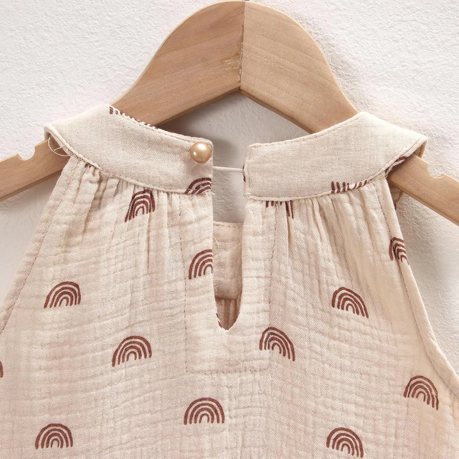 Toddler Baby Girl Cotton Linen Dress Sleeveless Bowknot Rainbow A-Line Dresses Kid Casual Beach Sundress