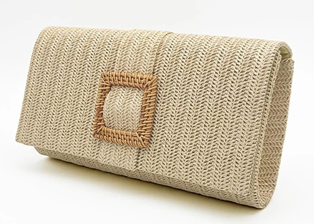 Trendy Straw Evening Bags for Women Woven Purse Straw Summer Beach Clutch Purse Crossbody Handbag Party Travel