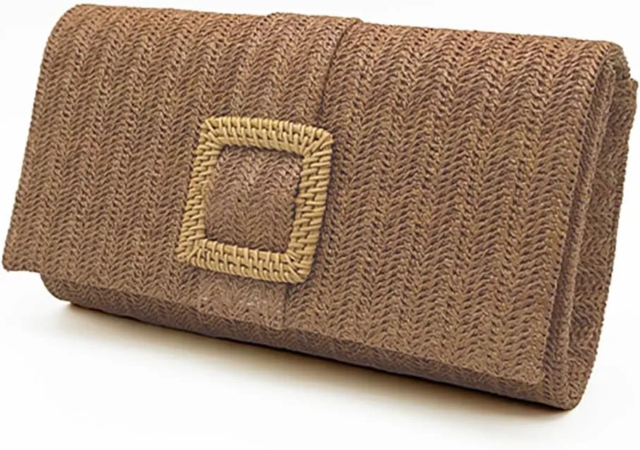 Trendy Straw Evening Bags for Women Woven Purse Straw Summer Beach Clutch Purse Crossbody Handbag Party Travel