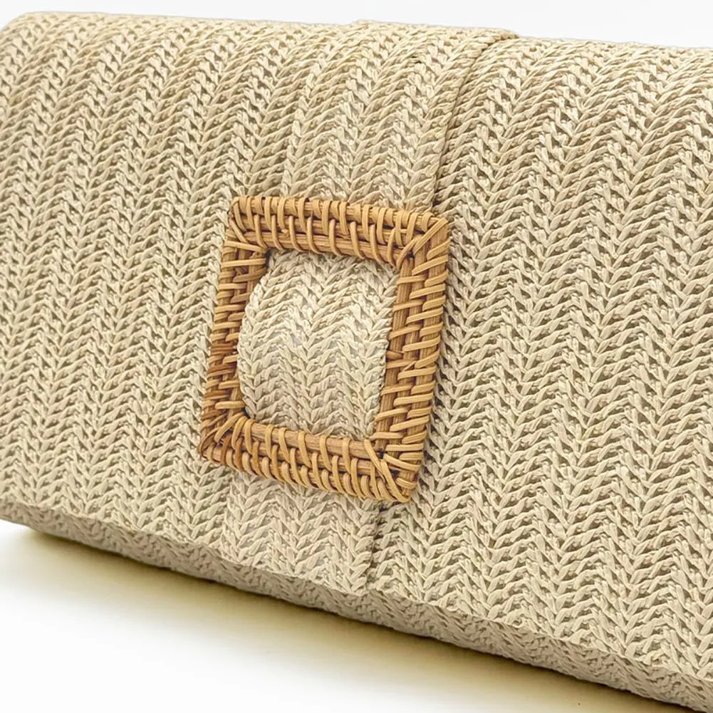 Trendy Straw Evening Bags for Women Woven Purse Straw Summer Beach Clutch Purse Crossbody Handbag Party Travel