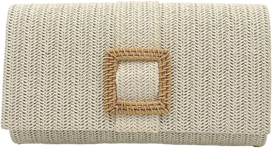 Trendy Straw Evening Bags for Women Woven Purse Straw Summer Beach Clutch Purse Crossbody Handbag Party Travel