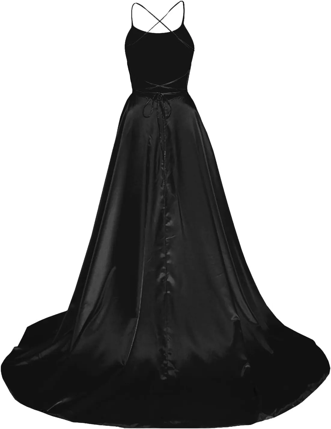 TWGONE Prom Dresses for Women 2025 Spaghetti Straps Formal Party Maxi Dress Satin Evening Gowns with Pockets