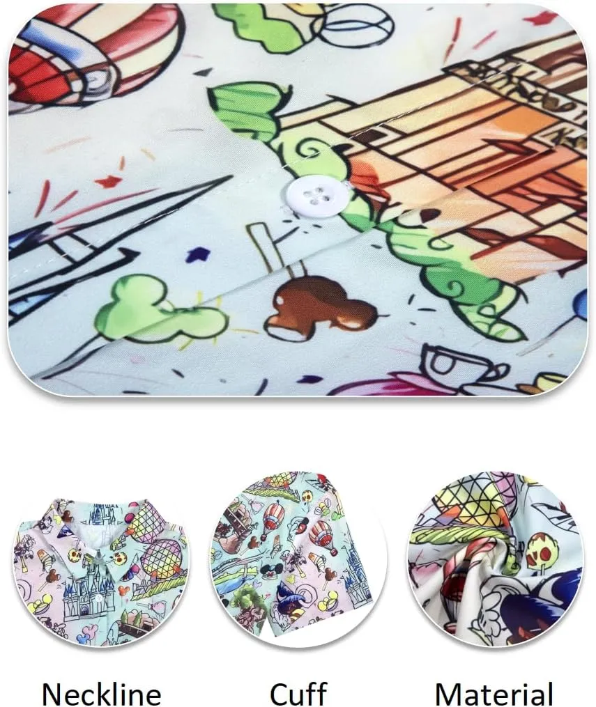 VILOVE Magical Shirt for Women Magic Hawaiian Shirts Princess Tshirt Funny Castle Graphic Family Vacation Button Up Tops