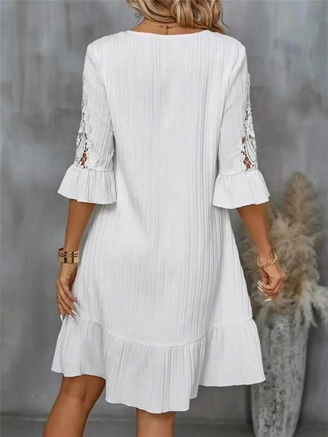 Wedding Guest Dresses for Women Waist Tie Ruffle Casual A-Line Swing Mini Dress Summer Cocktail Concert Dress
