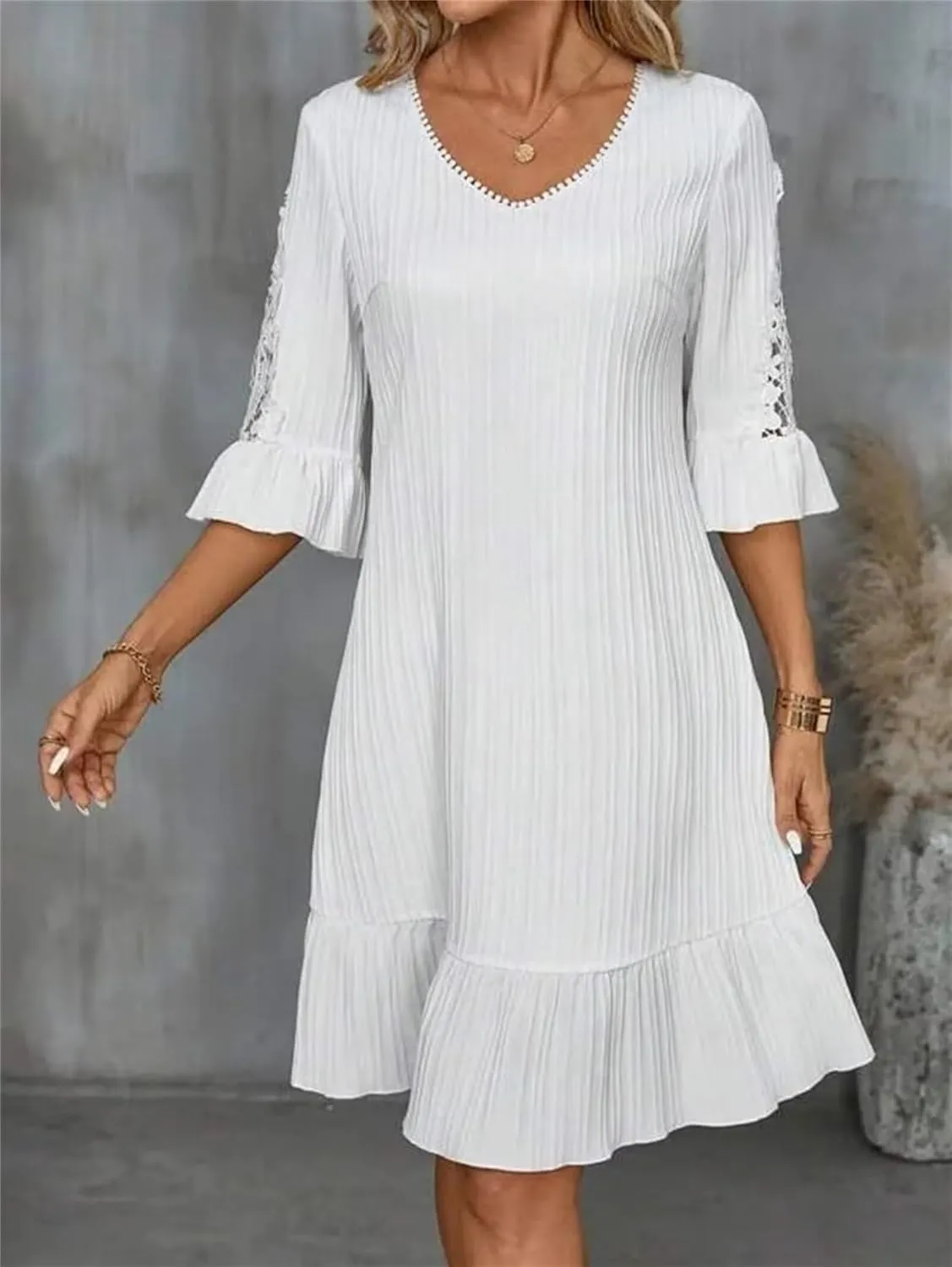Wedding Guest Dresses for Women Waist Tie Ruffle Casual A-Line Swing Mini Dress Summer Cocktail Concert Dress