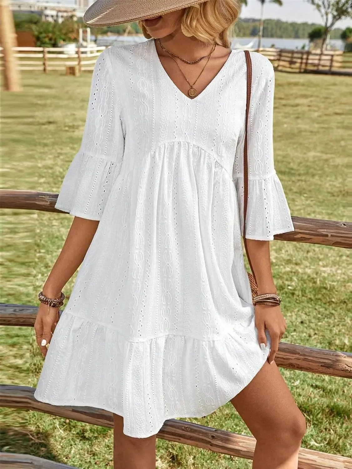 Wedding Guest Dresses for Women Waist Tie Ruffle Casual A-Line Swing Mini Dress Summer Cocktail Concert Dress