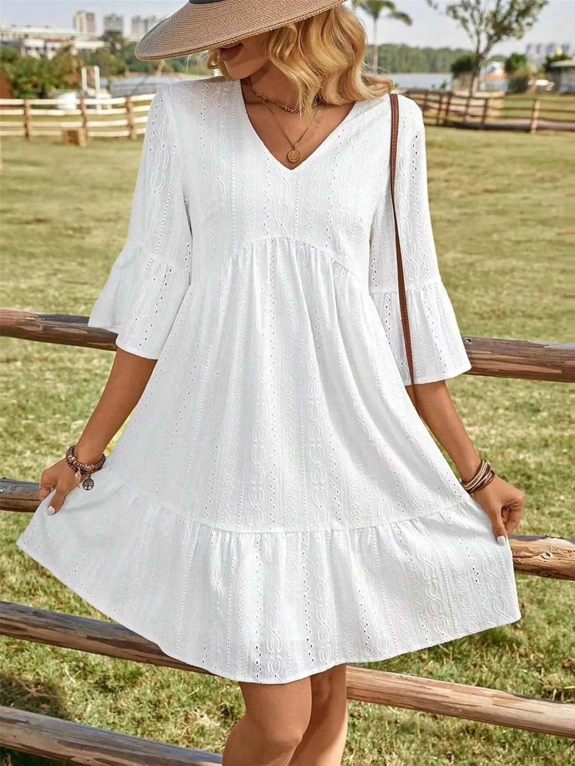 Wedding Guest Dresses for Women Waist Tie Ruffle Casual A-Line Swing Mini Dress Summer Cocktail Concert Dress
