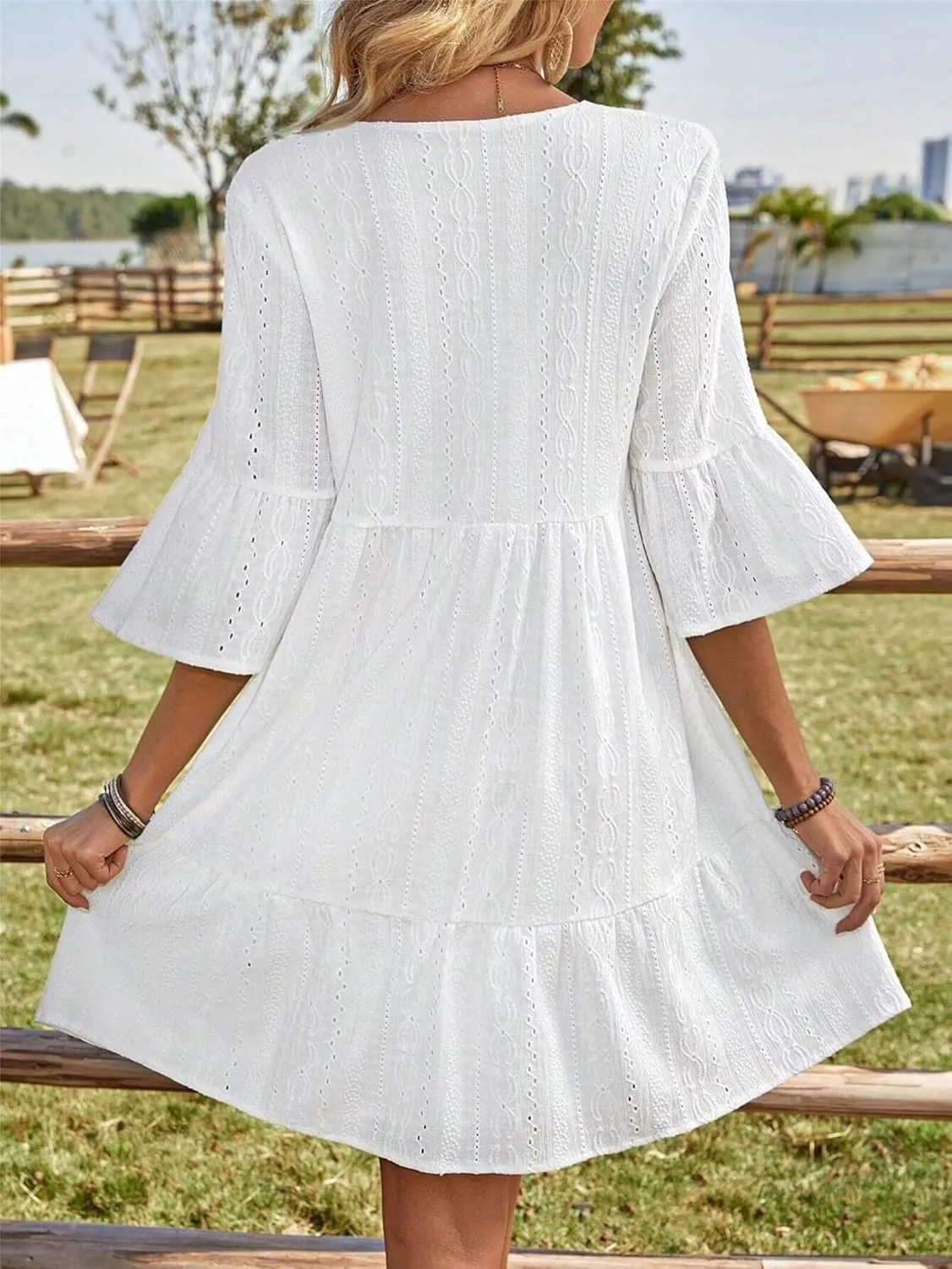 Wedding Guest Dresses for Women Waist Tie Ruffle Casual A-Line Swing Mini Dress Summer Cocktail Concert Dress