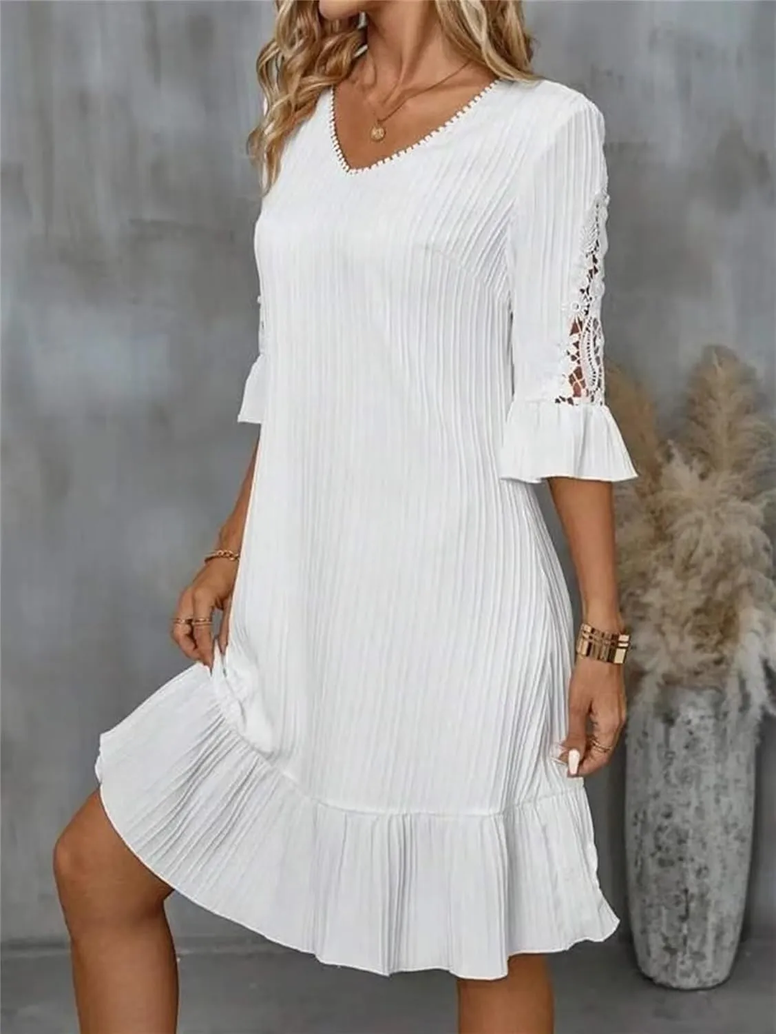 Wedding Guest Dresses for Women Waist Tie Ruffle Casual A-Line Swing Mini Dress Summer Cocktail Concert Dress