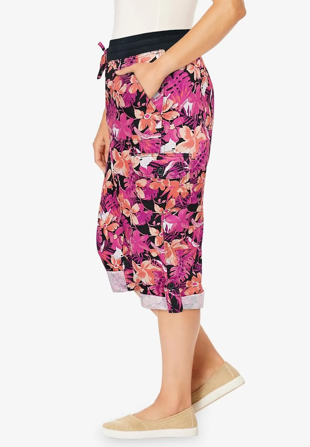 Woman Within Plus Size Convertible Length Cargo Capri/Bermuda