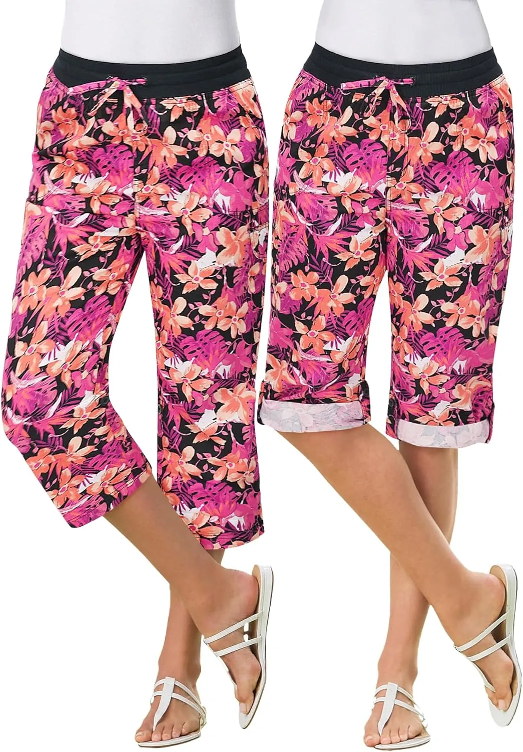 Woman Within Plus Size Convertible Length Cargo Capri/Bermuda