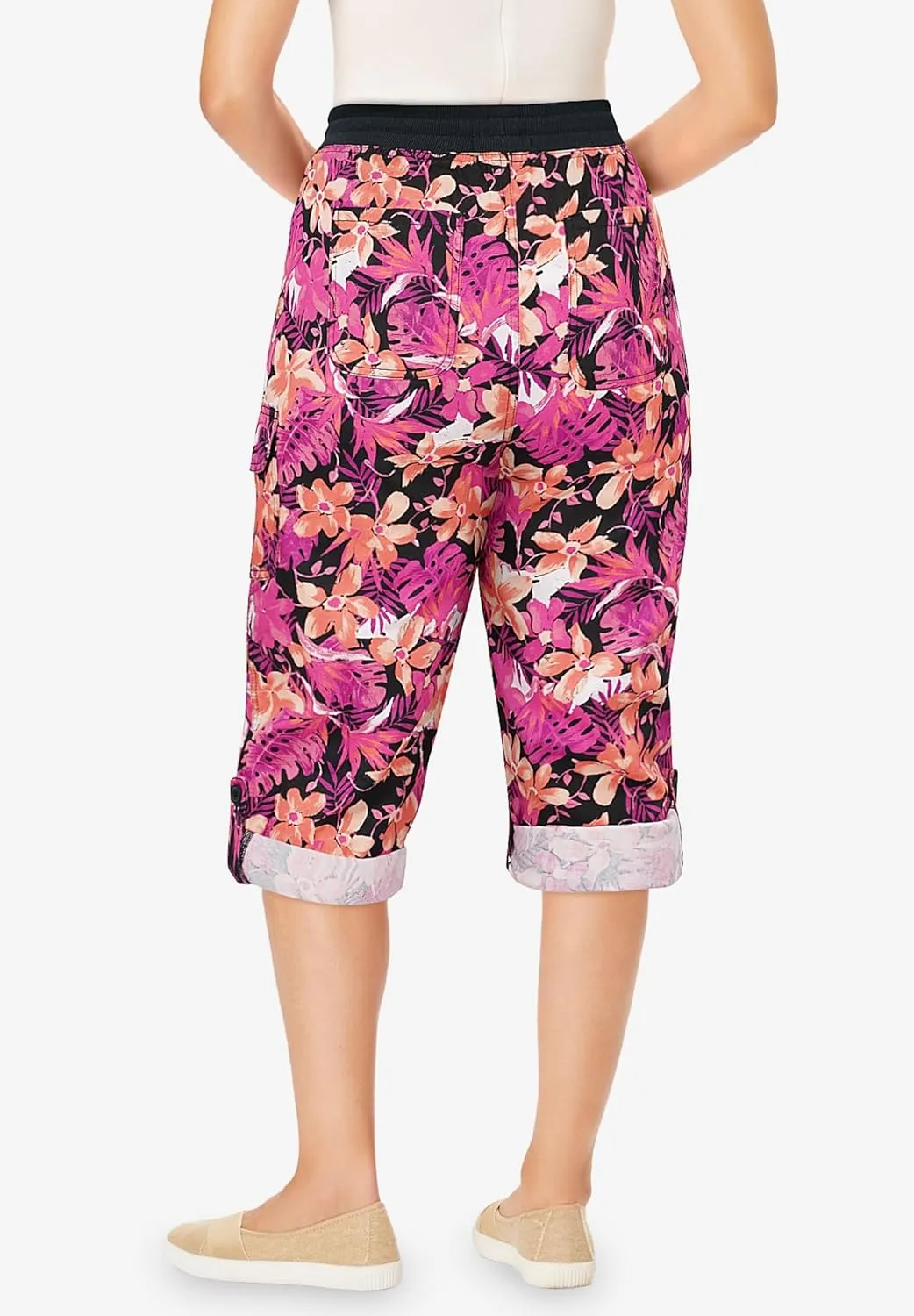 Woman Within Plus Size Convertible Length Cargo Capri/Bermuda