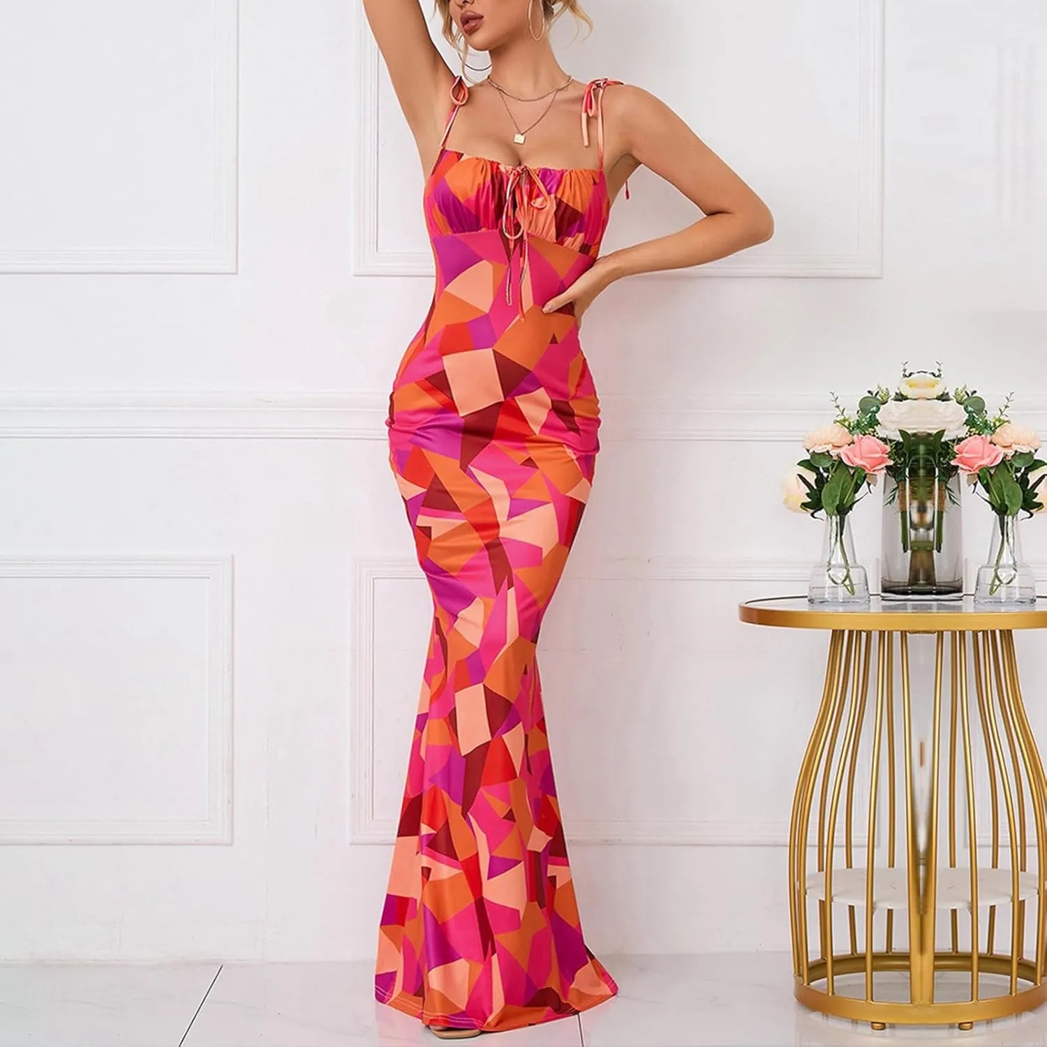 Women Corset Dress Summer Sleeveless Floral Maxi Dresses Sexy Spaghetti Strap Milkmaid Dress Vacation Bustier Dresses