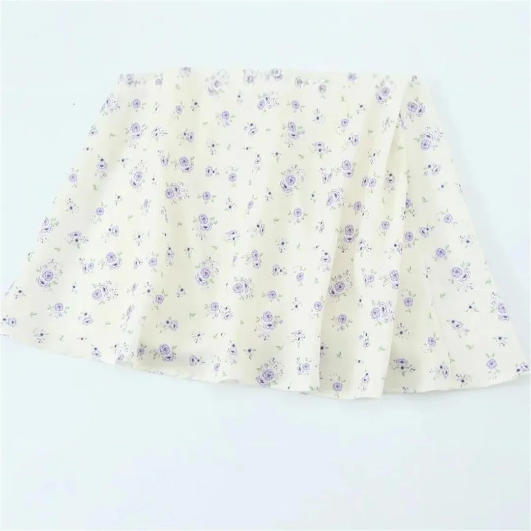 Women Floral Print Suspender Mini Dress French Sweet Sleeveless Backless Tie Waisted A-Line Dresses