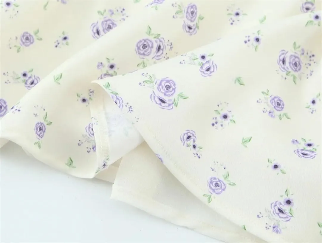 Women Floral Print Suspender Mini Dress French Sweet Sleeveless Backless Tie Waisted A-Line Dresses