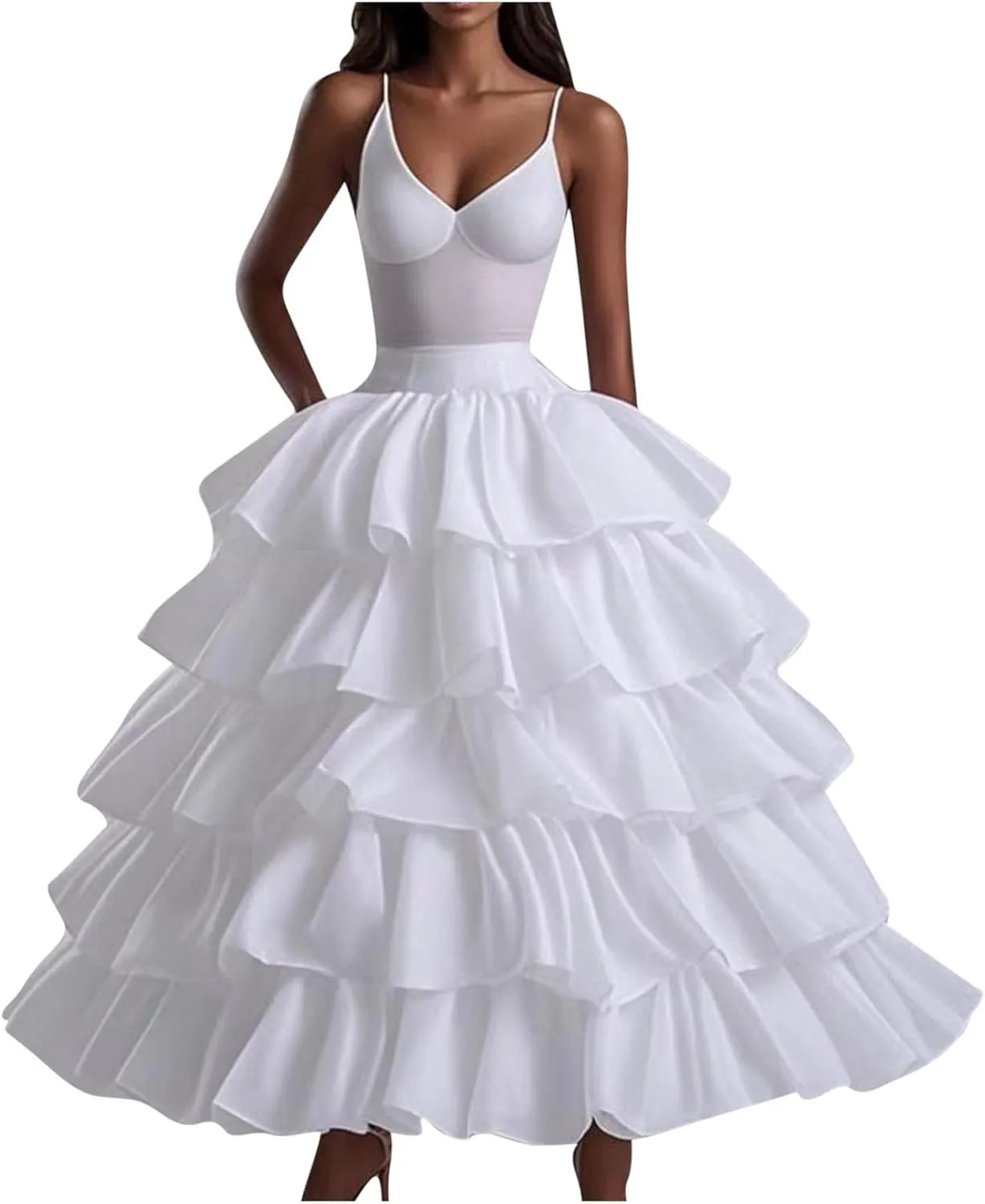 Women Hoops Petticoat White A-line Crinoline Skirt Underskirt for Bridal Wedding Dress Ball Gown Skort