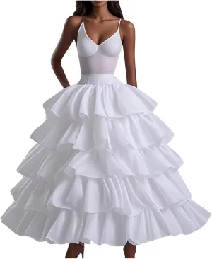 Women Hoops Petticoat White A-line Crinoline Skirt Underskirt for Bridal Wedding Dress Ball Gown Skort