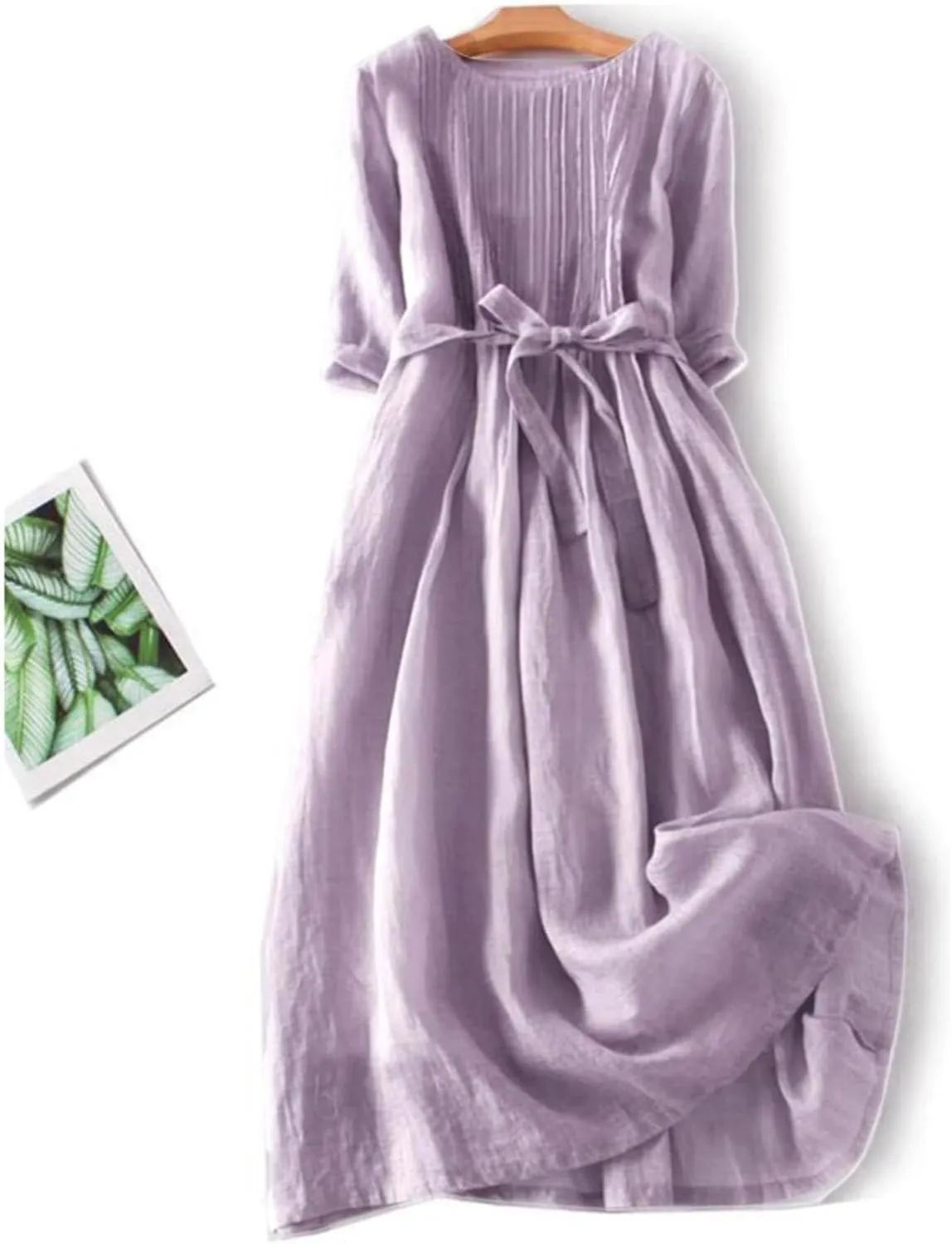 Women Korean Style Dresses Lace-Up Waist-Defined Henley Shirt Midi Dress Summer Half Sleeve Trendy A-Line Dress