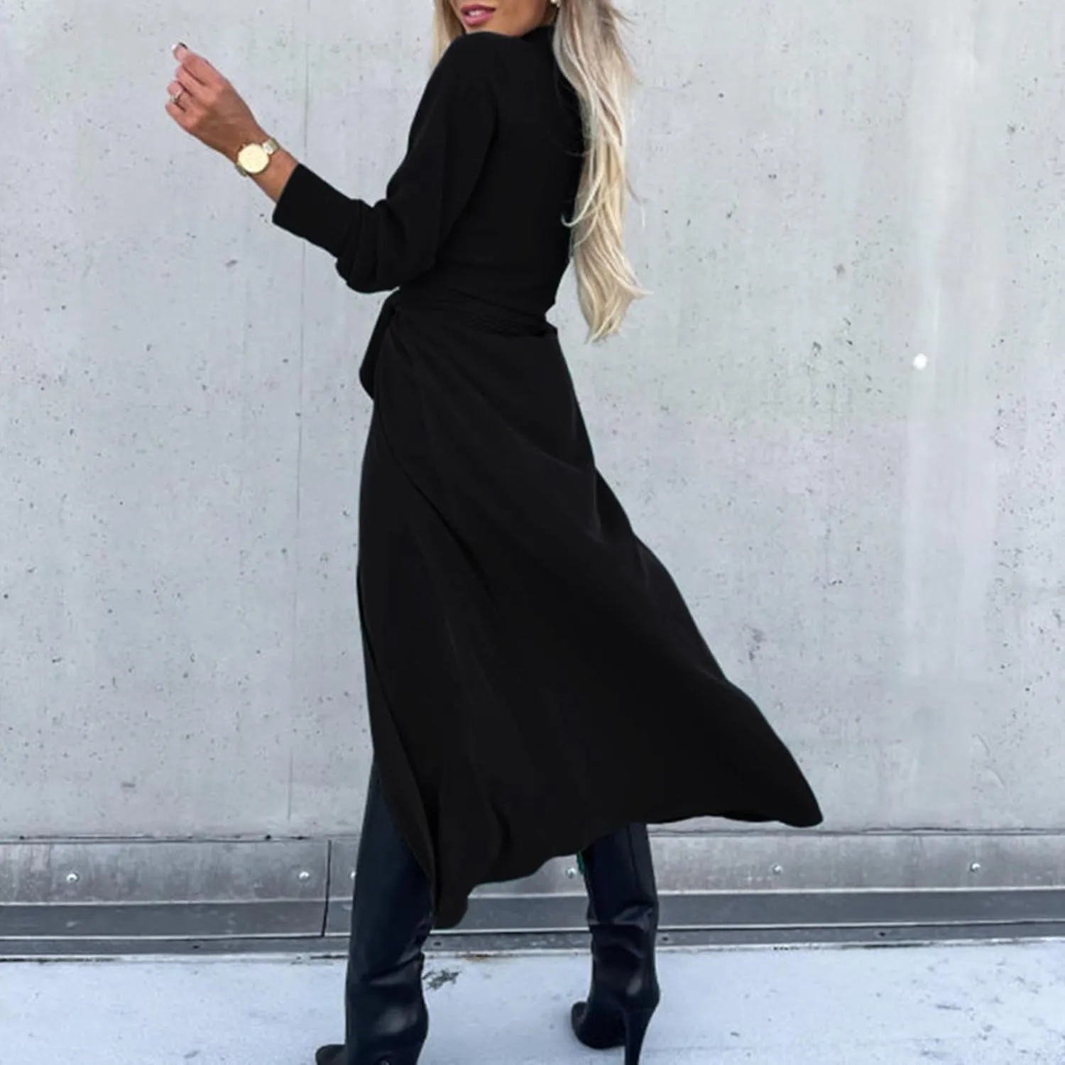 Women Long Sleeve Midi Shirt Dress Casual Loose Tie Waist Button Down Dress Fall Winter Dresses 2024 Trendy Clothes
