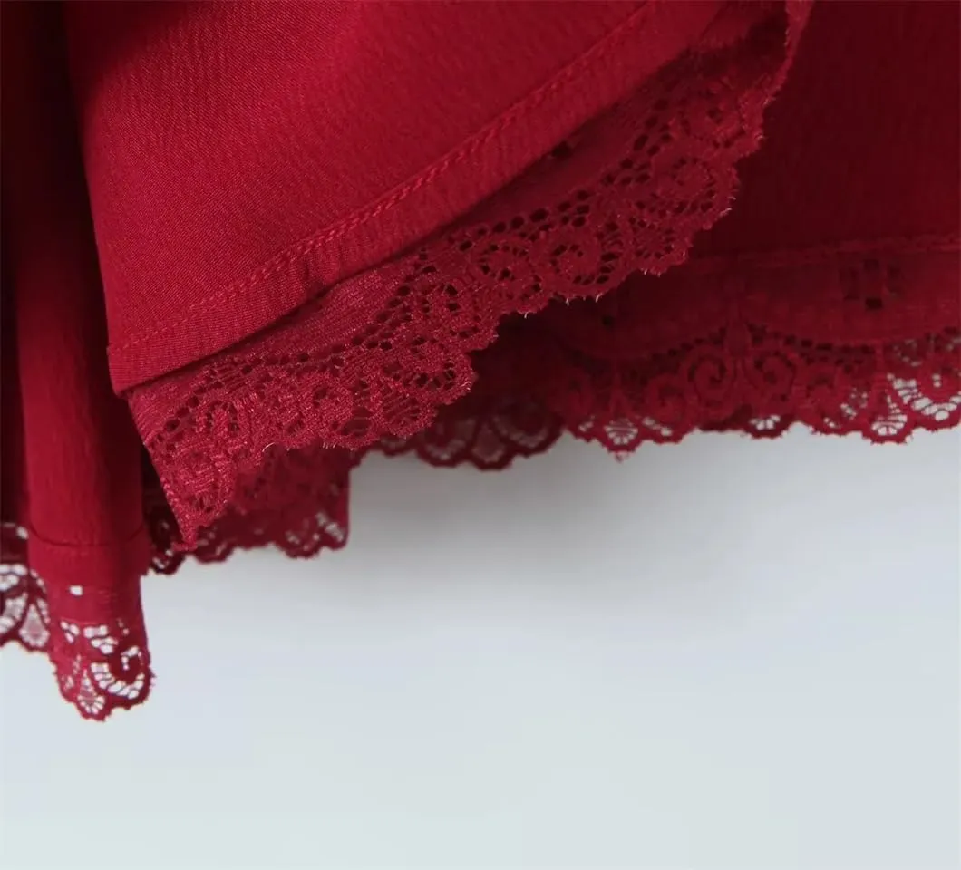 Women Ruffle V Neck Mini Dress Sleeveless Lace Low Waist A-Line Dresses Holiday Robe