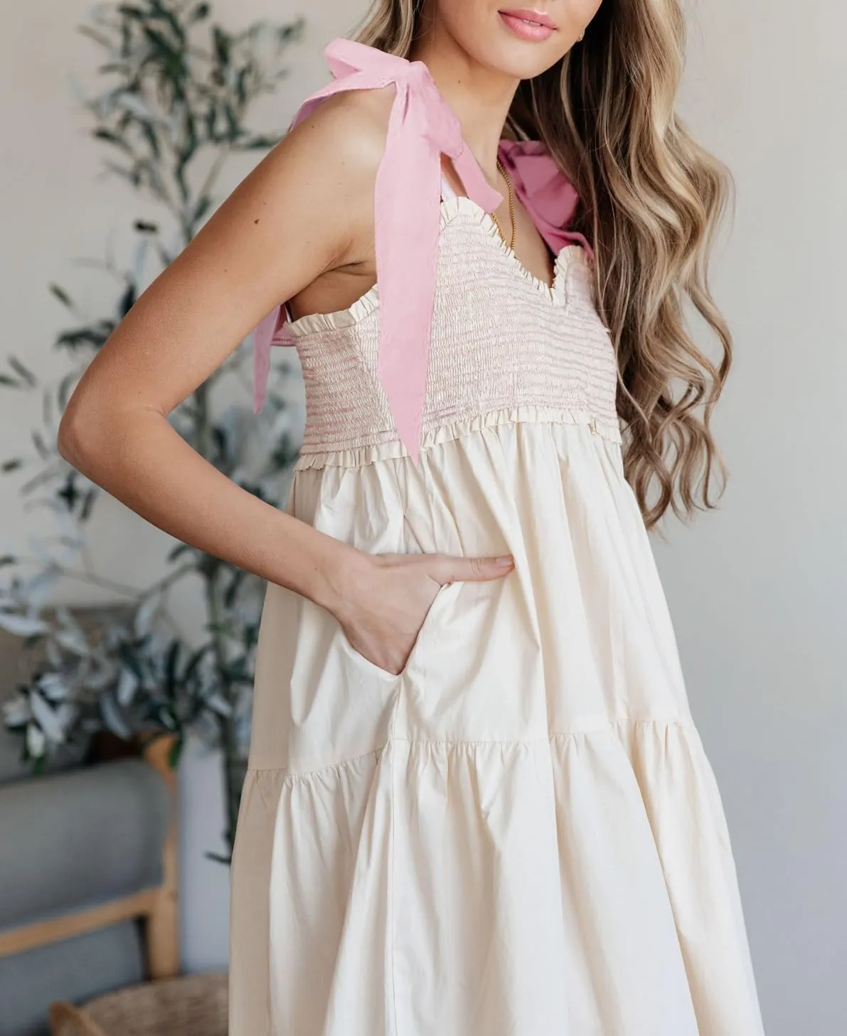 Women Summer Floral Maxi Dress Tie Shoulder Strap Smocked Flowy Dress Boho Sleeveless Beach Long Sundresses