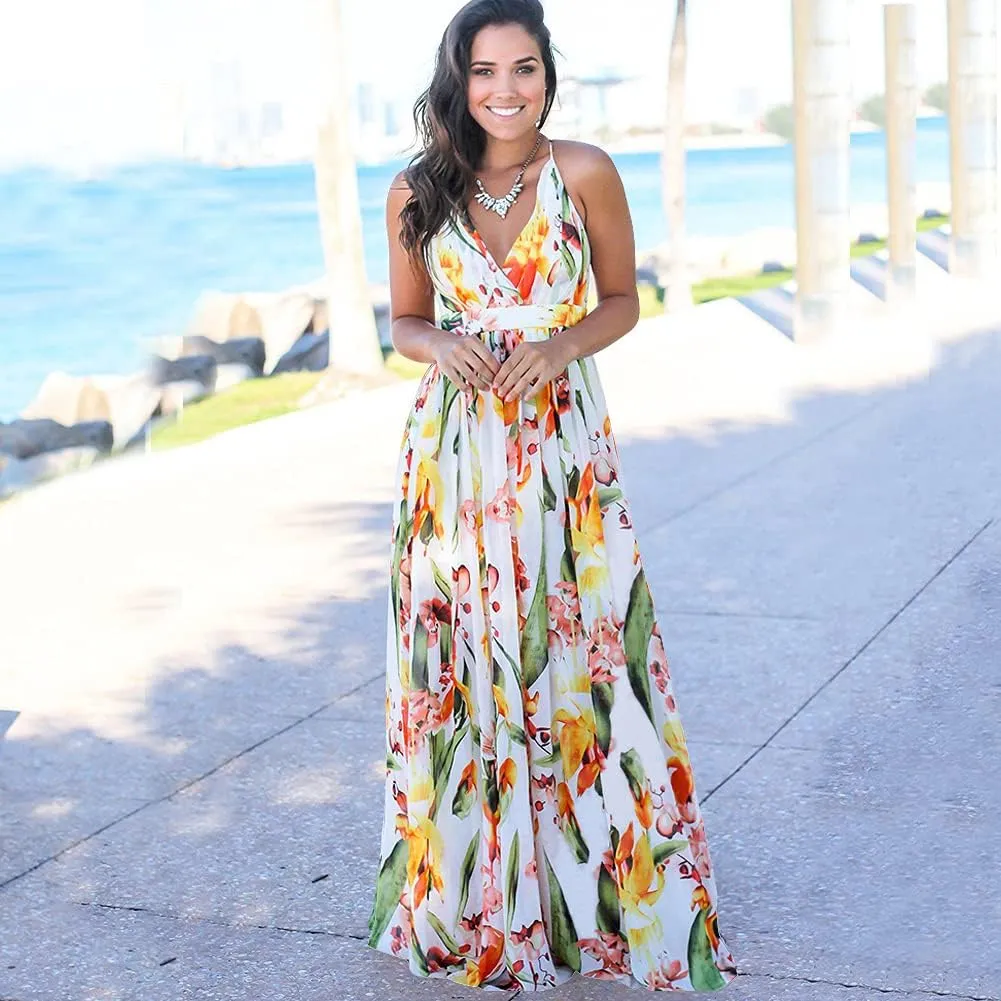 Women Transformer Convertible Multi Way Wrap V-Neck Wedding Bridesmaid Dress Halter Ombre Floral Long Evening Prom Maxi Dress