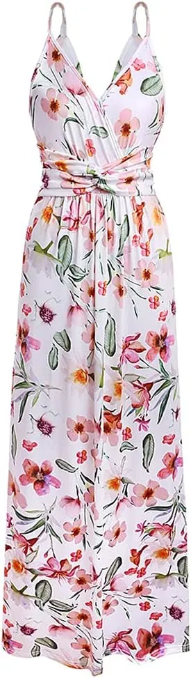 Women Transformer Convertible Multi Way Wrap V-Neck Wedding Bridesmaid Dress Halter Ombre Floral Long Evening Prom Maxi Dress