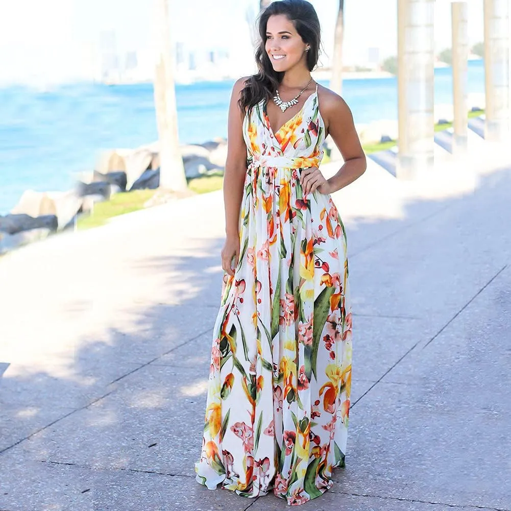 Women Transformer Convertible Multi Way Wrap V-Neck Wedding Bridesmaid Dress Halter Ombre Floral Long Evening Prom Maxi Dress