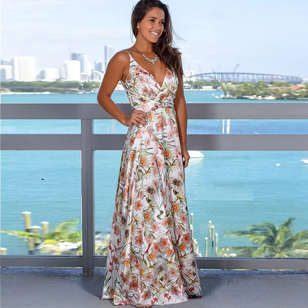 Women Transformer Convertible Multi Way Wrap V-Neck Wedding Bridesmaid Dress Halter Ombre Floral Long Evening Prom Maxi Dress