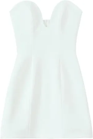 Women V-Neck Strapless Mini Dress Solid Backless Evening Party Bodcon A-Line Dresses Summer