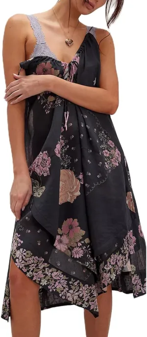 Womens Boho Floral Spaghetti Strap Long Flowy Dress Y2k Lace Backless Beach Vacation Maxi A Line Dresses
