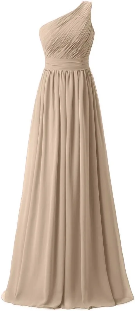 Women's Bridesmaid Chiffon Prom Dresses Long Evening Gowns Champagne O12