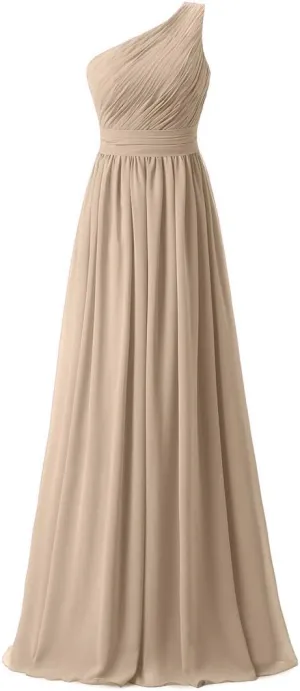 Women's Bridesmaid Chiffon Prom Dresses Long Evening Gowns Champagne O12