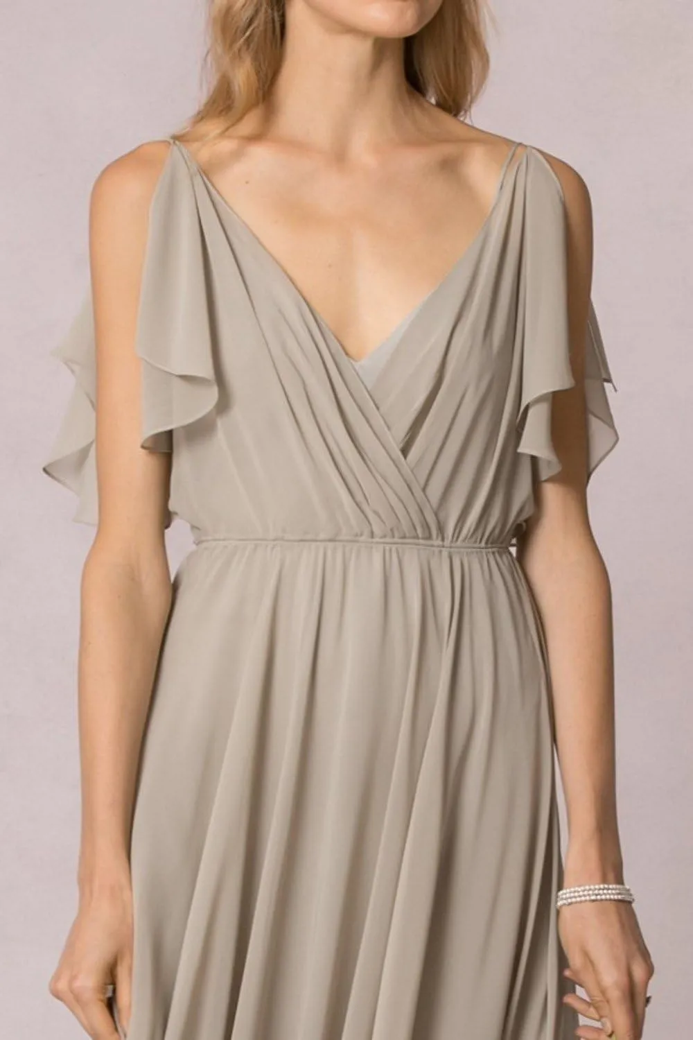 Women's Bridesmaid Dress V-Neck A-Line Prom Evening Gowns Long