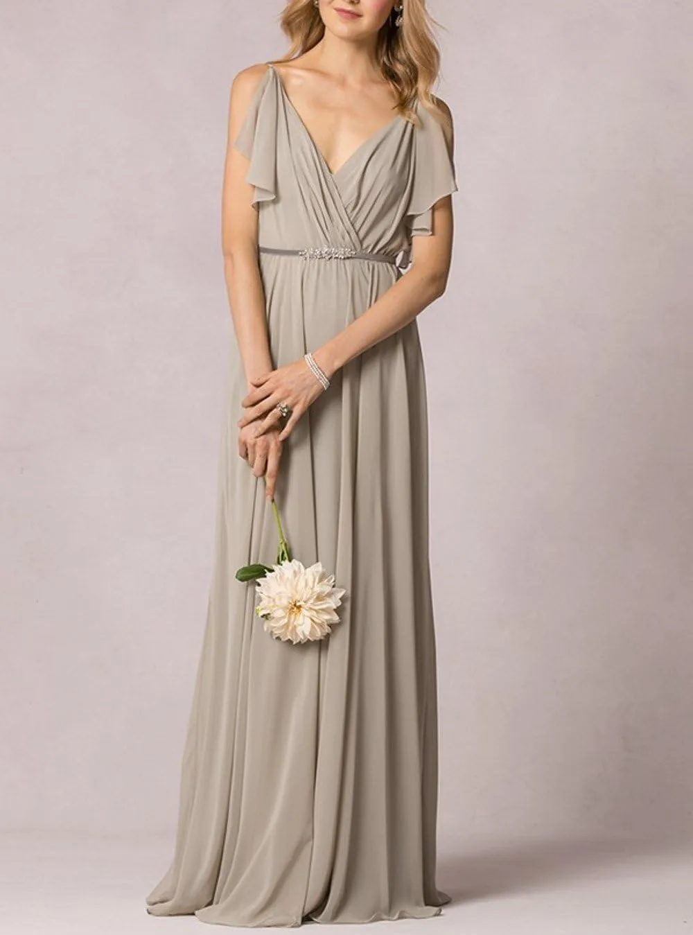 Women's Bridesmaid Dress V-Neck A-Line Prom Evening Gowns Long