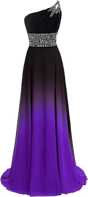 Women's Chiffon Long Bridesmaid Dresses A Line Ombre Prom Evening Gowns