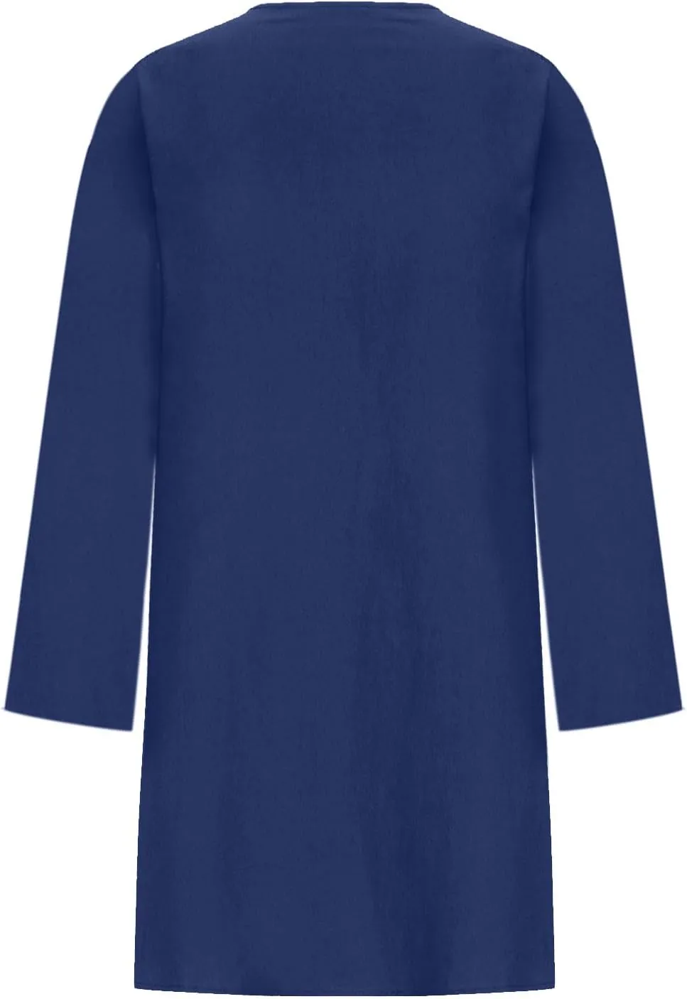 Womens Cotton Linen Dresses Spring Plain Long Sleeve Knee-Length Dress Boho Plus Size Ruched Loose Fit Midi Sundress