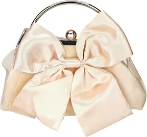 Women's Cute Bowknot Satin Evening Bag Cloud Shape Party Handbag with Chain