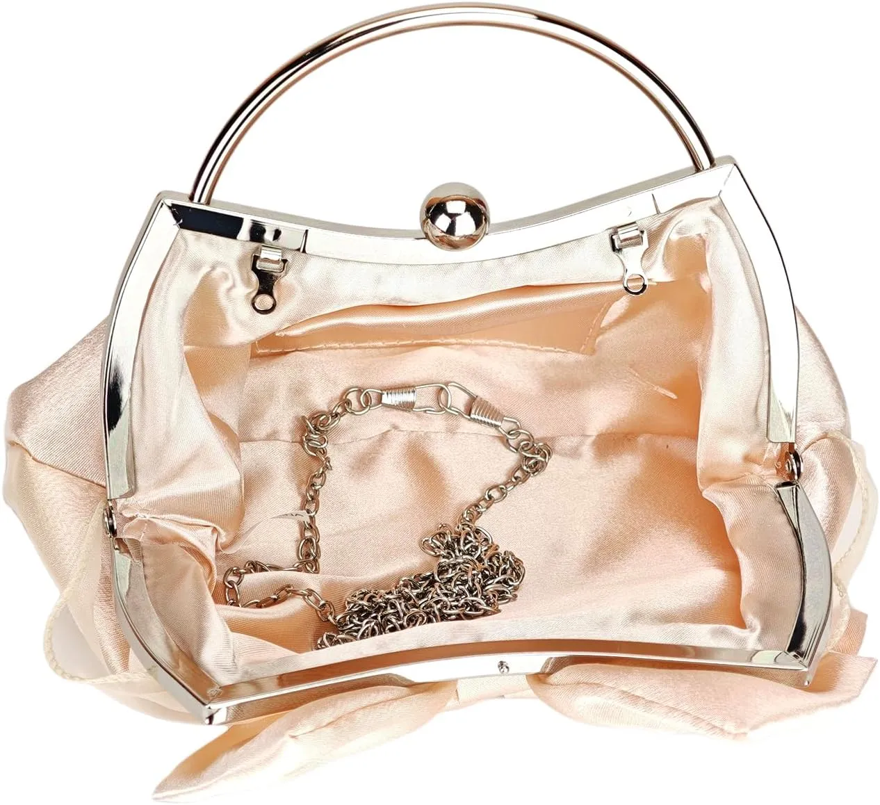 Women's Cute Bowknot Satin Evening Bag Cloud Shape Party Handbag with Chain