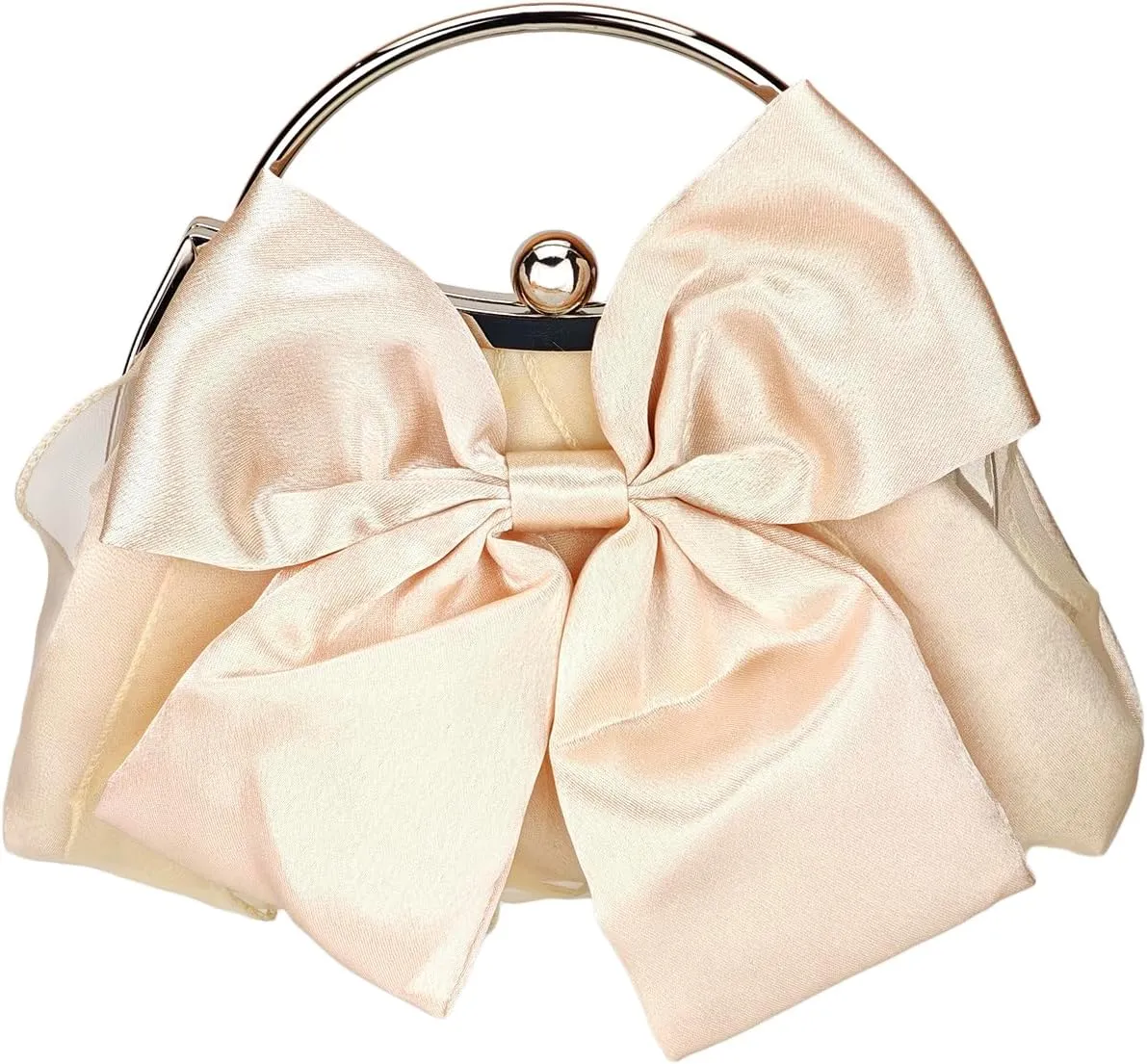 Women's Cute Bowknot Satin Evening Bag Cloud Shape Party Handbag with Chain