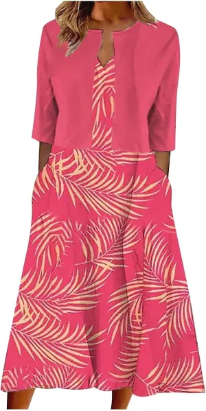 Womens Floral Maxi Dresses 2 Piece Set Sleeveless A Line Summer Beach Wedding Guest Dress with Cardigan 2025 Trendy