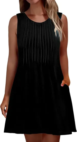 Women's Floral Summer Mini Dresses Ruffle Straps Boho A-Line Babydoll Tank Sundress Beach Vacation Short Dresses