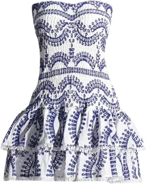Women's Mini A Line Dresses Sexy Strapless Sleeveless High Waist Ruffles Hem Elegant Slim Dress