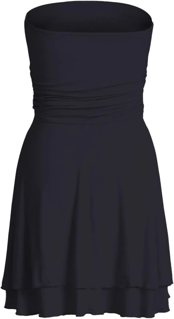 Women's Mini Dress Summer Cocktail Tube Ruched Waist Ruffle Corset Party A-line Dresses 2025