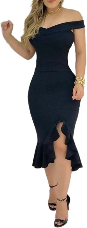 Women's Party Club Midi Dress Elegant Off Shoulder Sleeveless Dress Cocktail Evening Party Night Fishtail Dresses