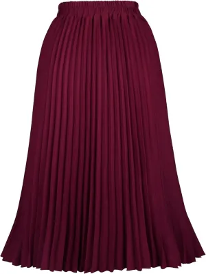 Women's Pleated Skirts High Elastic Waist A-Line Swing Skirt Midi Length