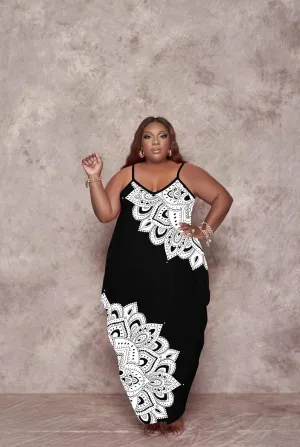 Women's Plus Size Casual Maxi Dresses Summer Suspender Beach Dress Sundress with Pockets