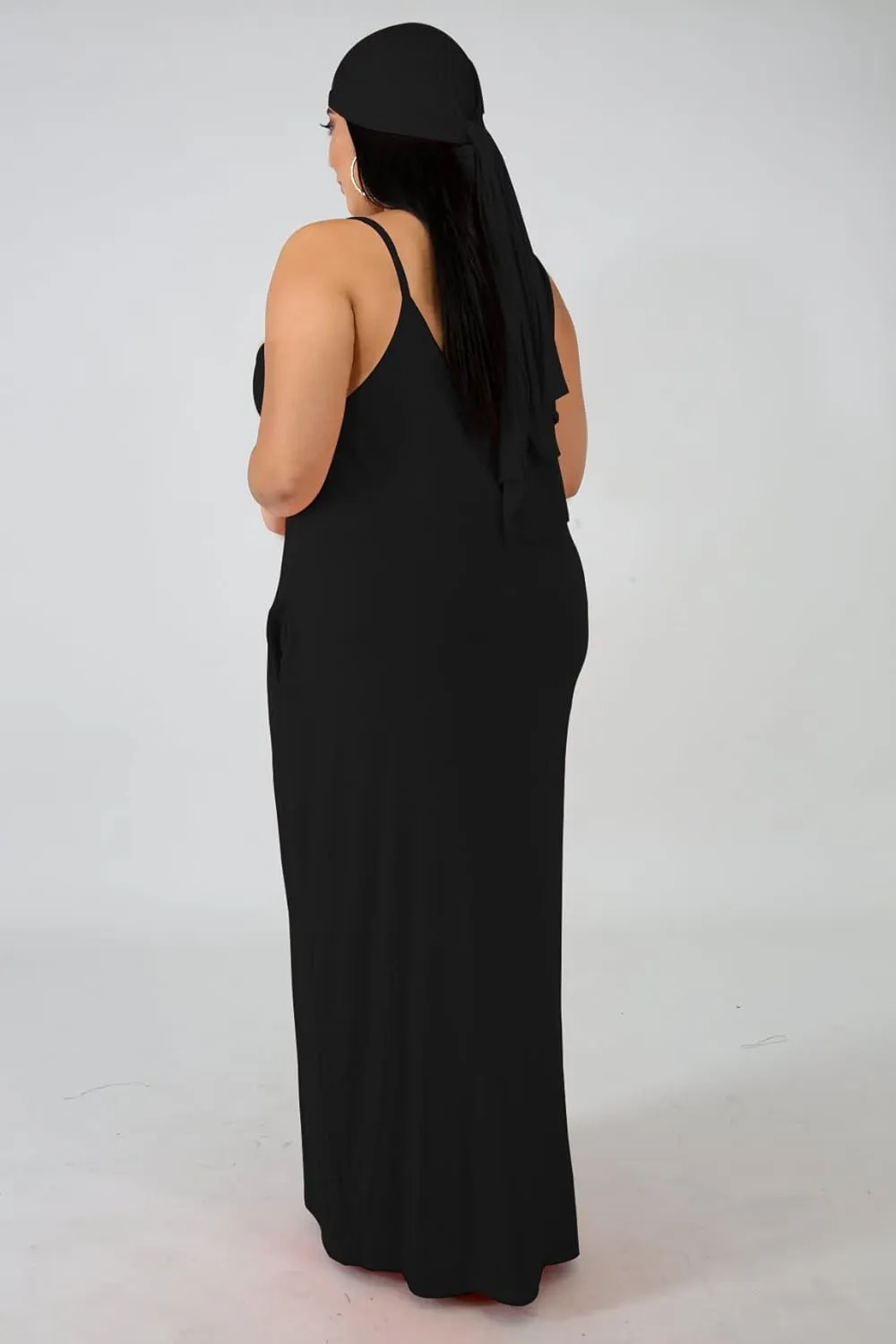 Women's Plus Size Casual Maxi Dresses Summer Suspender Beach Dress Sundress with Pockets