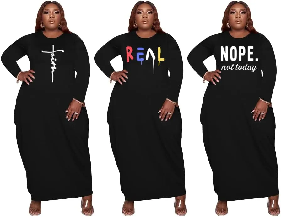 Women's Plus Size Casual Maxi Dresses Summer Suspender Beach Dress Sundress with Pockets