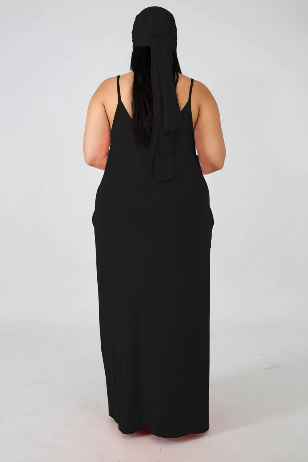Women's Plus Size Casual Maxi Dresses Summer Suspender Beach Dress Sundress with Pockets